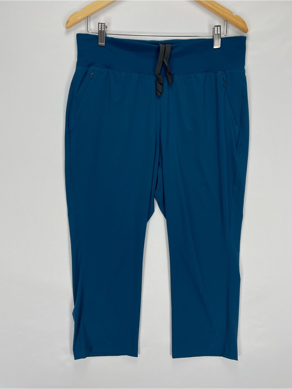 Eddie Bauer Jogger Pants Womens M Blue Crop Drawstring Pull On Athletic Stretch